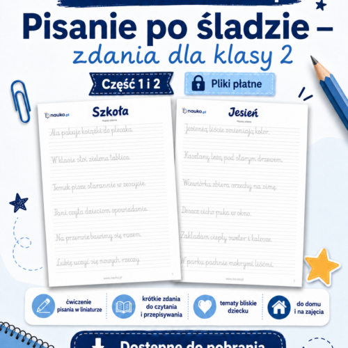 Pisanie po śladzie dla klasy 2 - zdania w liniaturze