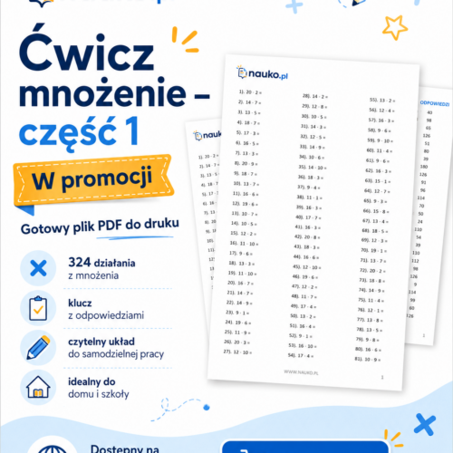 Opanuj mnożenie, część 1 – PDF do druku z kluczem odpowiedzi