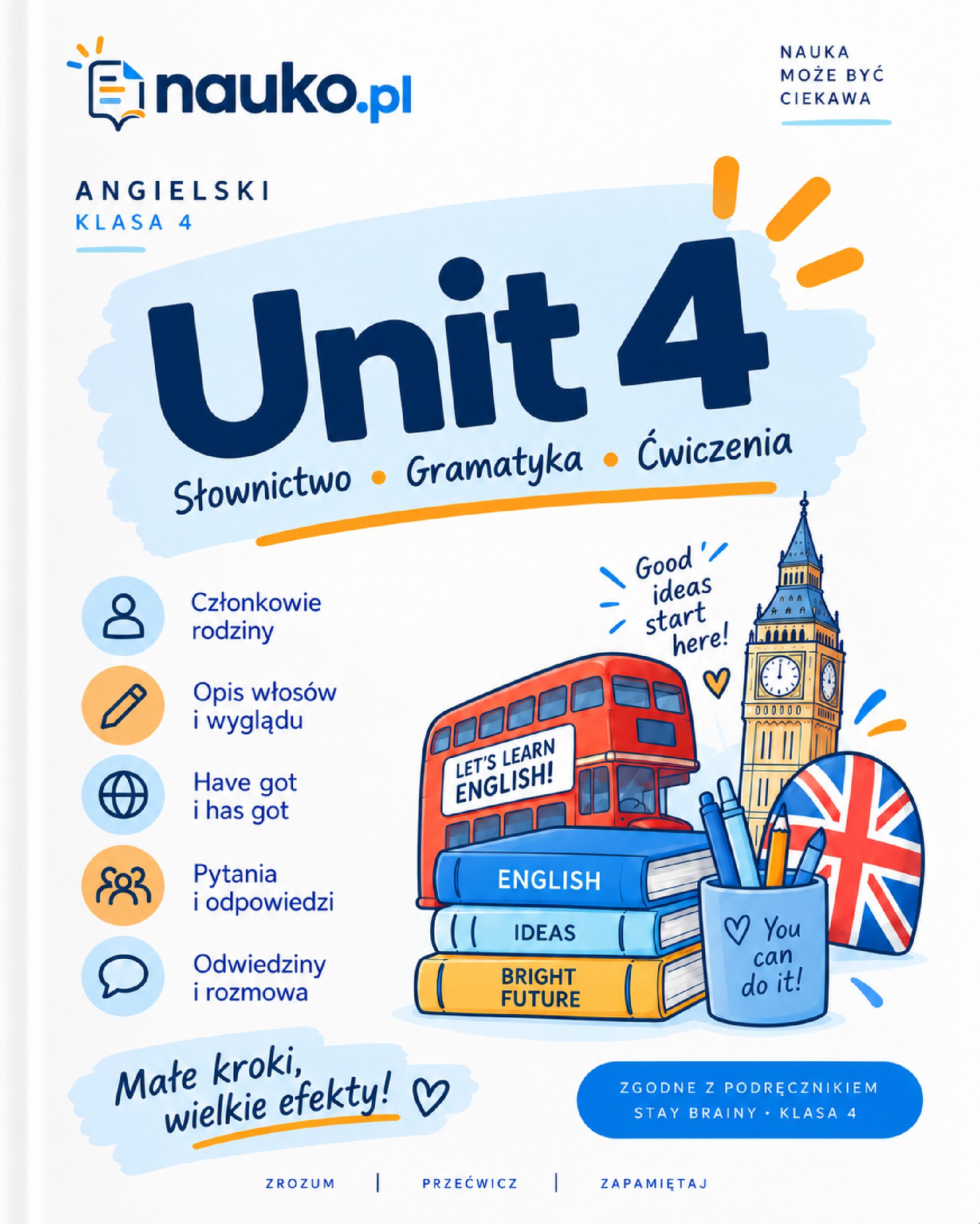 Angielski? Mam to! – klasa 4, Unit 4 | Stay Brainy – powtórka, ćwiczenia i test PDF