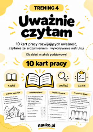 Trening koncentracji - 4 uwaznie czytam -nauko.pl