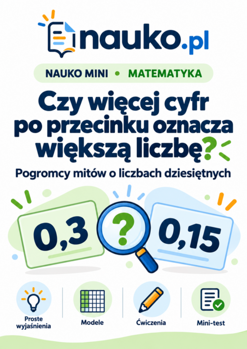 NAUKO MINI – Czy więcej cyfr po przecinku oznacza większą liczbę? | Liczby dziesiętne – ćwiczenia PDF