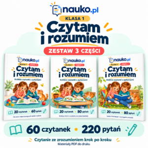 Czytam i rozumiem – zestaw 3 części Czytam i rozumiem – klasa 1 | Zestaw 3 części – 60 czytanek i 220 pytań PDF