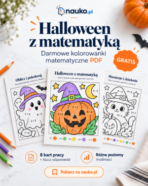 Halloween z matematyką – 8 kolorowanek matematycznych PDF | Darmowe karty pracy