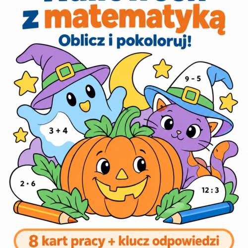 Halloween z matematyką – 8 kolorowanek matematycznych PDF | Darmowe karty pracy