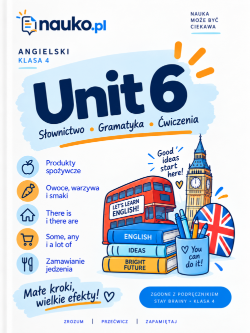 Okładka zeszytu ćwiczeń_ Unit 6 Angielski? Mam to! – klasa 4, Unit 6 | Brainy – powtórka, ćwiczenia i test PDF