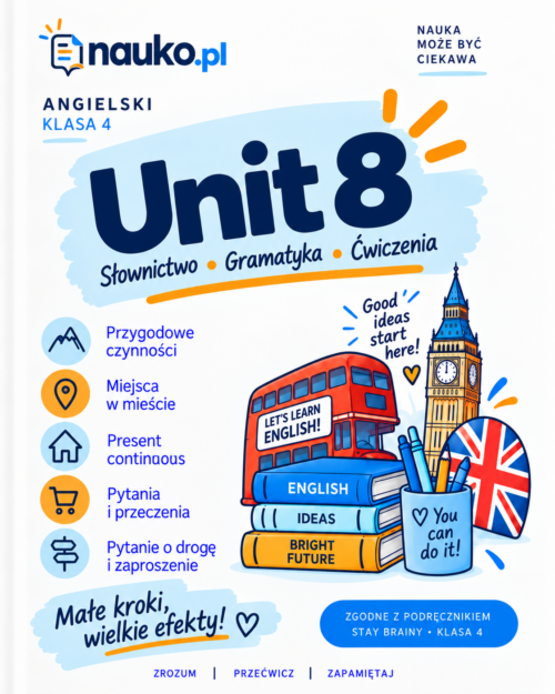 Angielski? Mam to! – klasa 4, Unit 8 | Brainy – powtórka, ćwiczenia i test PDF