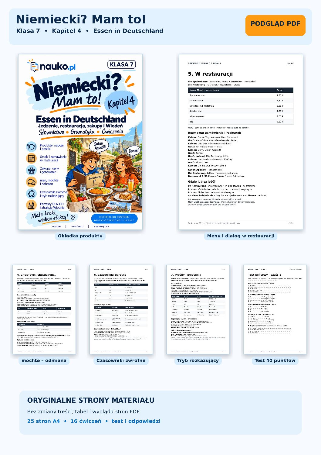 Niemiecki? Mam to! – klasa 7, Kapitel 4 | Deutschtour FIT neu – powtórka i test PDF